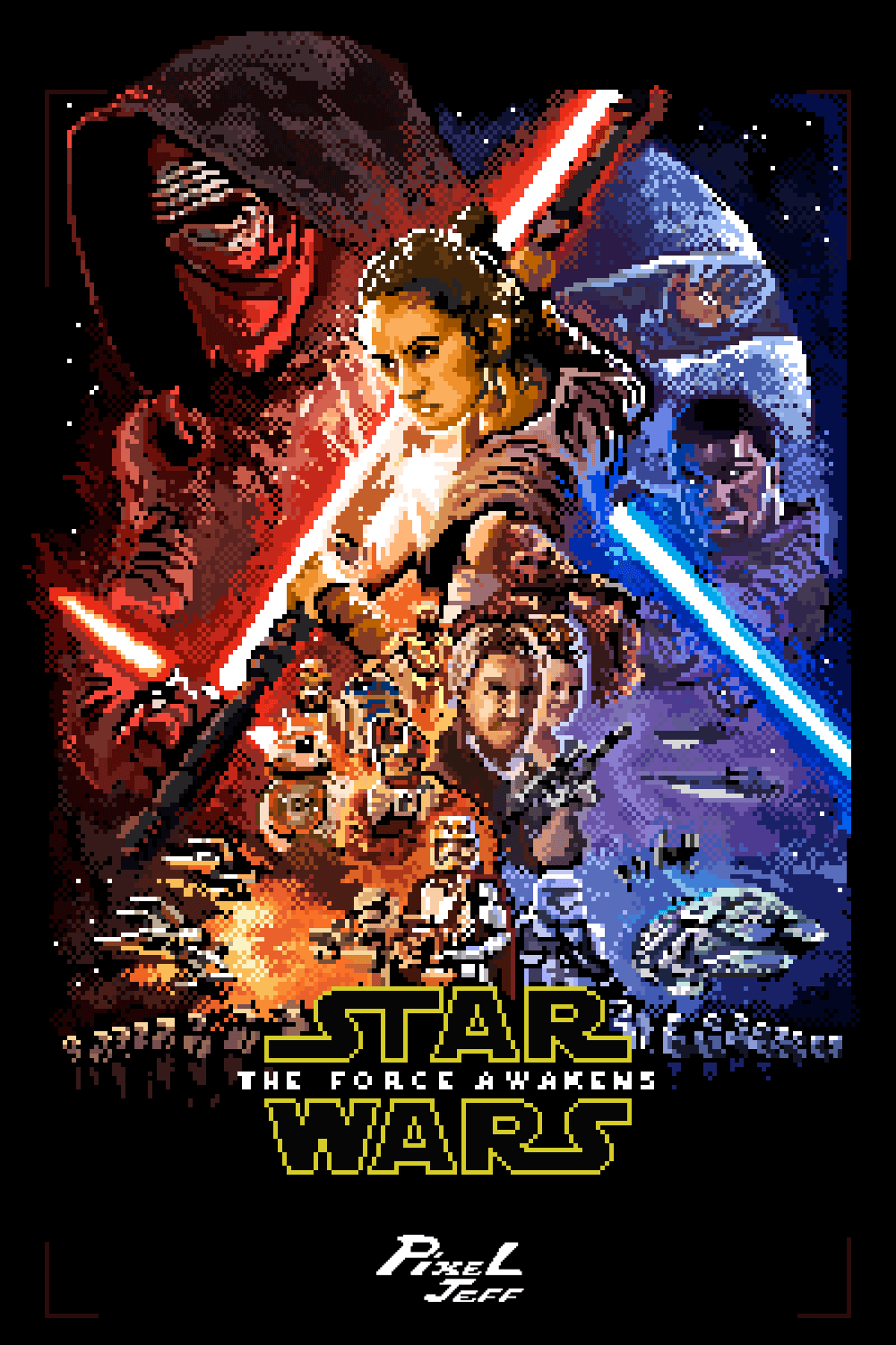 Star Wars Han Solo Finn Pixel Art Pixel Rey Poe 8bit Art